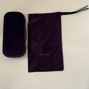 GUCCI EYEGLASS Case Purple Velvet Clamshell Hard Case  And Microfiber Pouch EUC